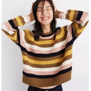 Madewell retro-striped Tilden sweater merino wool blend XL